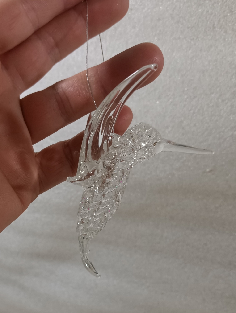 Spun Glass Hummingbird In Flight Ornament Sun Catcher